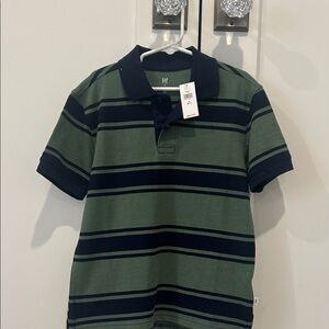GAP Kids Polo with Green and Navy Stripes